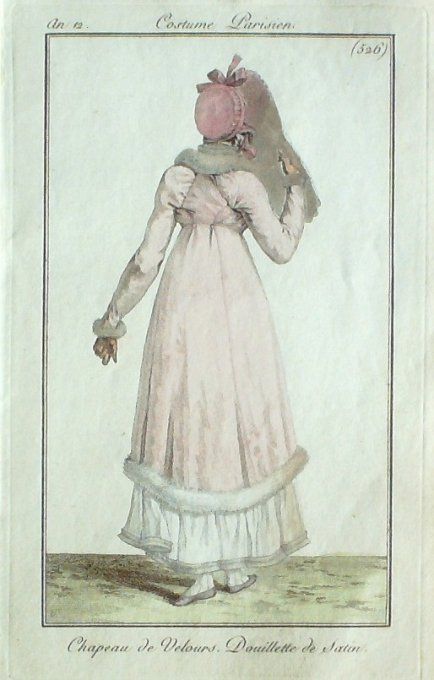 Gravure Mode Costume Parisien 1804 an 12 # 526b (eau forte old Fashion plate