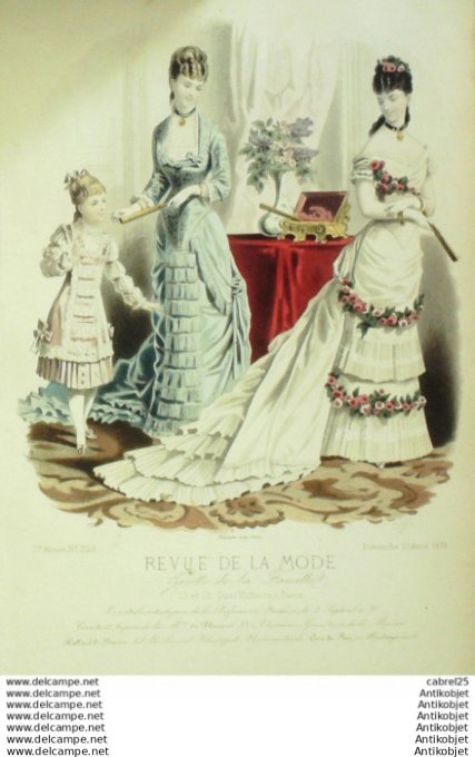 Gravure Mode La Gazette 1878 # 329 (Old Fashion plate)