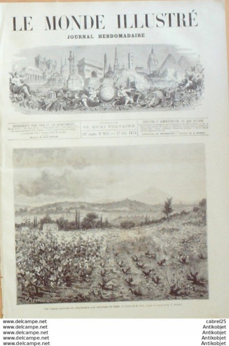 Le Monde illustré 1874 n°914 Carnac (56) Sete (34) Argentine Buenos Aires Espagne Madrid St Cornely 
