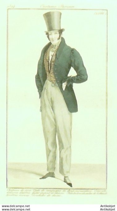 Costume Parisien 1824 # 2266 Veste de campagne drap mousseline