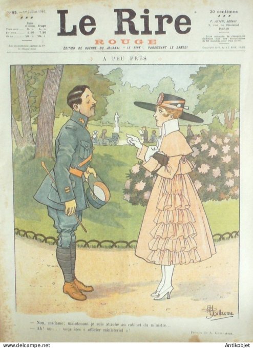 Le Rire Rouge 1916-07- 1 #  85 Journal humoristique Ed.Originale Hans Sacher bottier