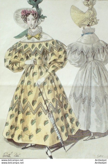 Costume Parisien 1831 # 2897 Robe de Charly imprimé