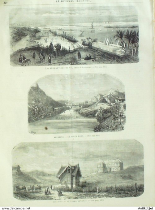 Le journal illustré 1866 n°295 Biarritz (64) St Cloud (92) Luxembourg Egypte inondations