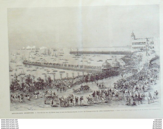 Le Monde illustré 1874 n°914 Carnac (56) Sete (34) Argentine Buenos Aires Espagne Madrid St Cornely 