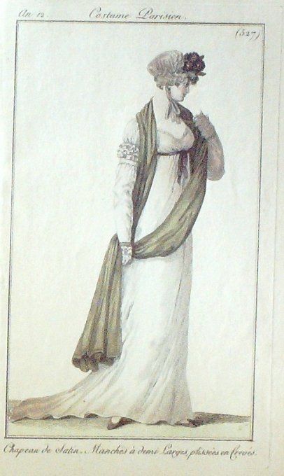 Gravure Mode Costume Parisien 1804 an 12 # 527 (eau forte old Fashion plate