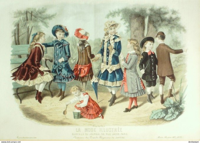 Gravure Mode illustree 1882 # 22 (Old Fashion plate)