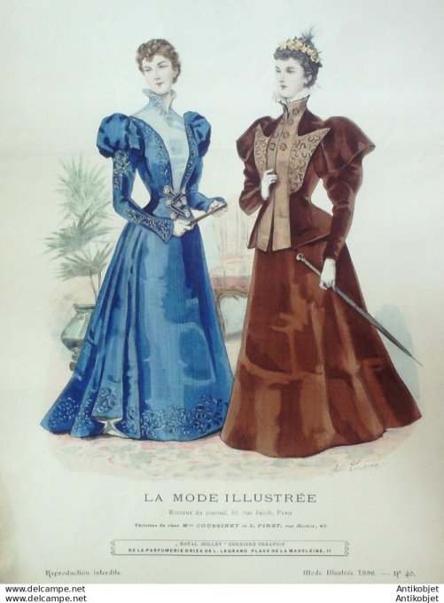 Gravure Mode illustree 1896 # 40 (Old Fashion plate) rare