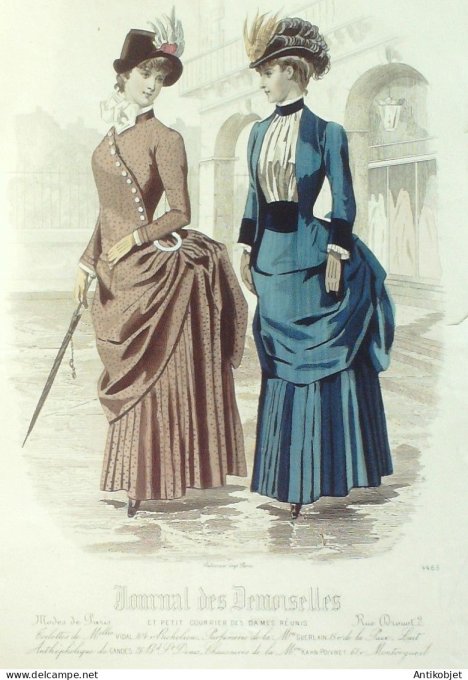 Gravure Mode J.Demoiselles 1884 # 4463b (Old Fashion plate)