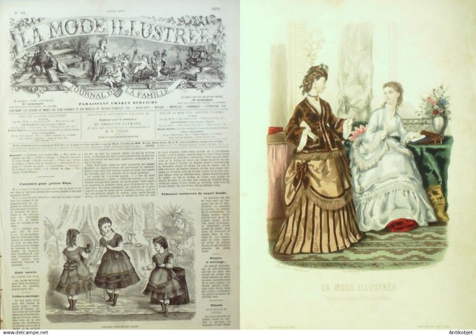 La Mode illustrée journal + gravure associée 1870 # 41