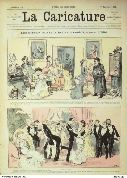La Caricature 1882 #106 Institution de Ste-Catherine Robida Vie dnas les Brasseires Bach Loys