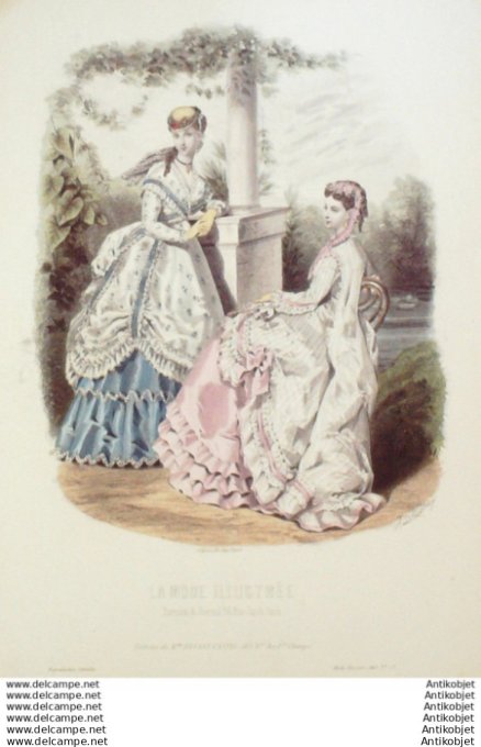 Gravure Mode illustree 1868 # 33 (Old Fashion plate)