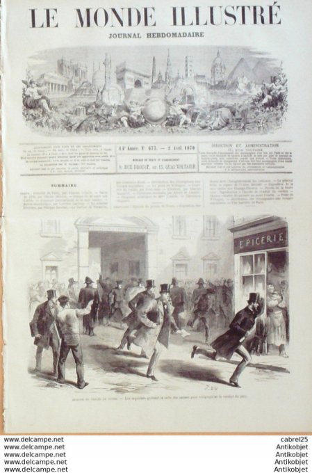 Le Monde illustré 1870 n°677 Tours (37) Espagne Cortes Italie Rome Mont Palantin Paraguay Sénégal N'