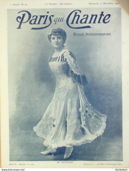 Paris qui chante 1903 n° 49 Baxone Mevisto Fernandès Aël De Ségus Petit Pierrot