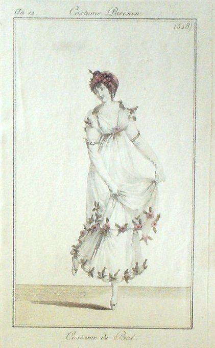 Gravure Mode Costume Parisien 1804 an 12 # 528 (eau forte old Fashion plate