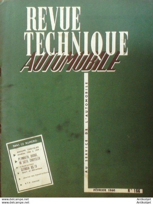 R.T Automobile Chrysler ts modèles Citroën DS 19 166 # 1960