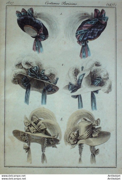 Costume Parisien 1827 # 2473 Robes de tulle & rubans