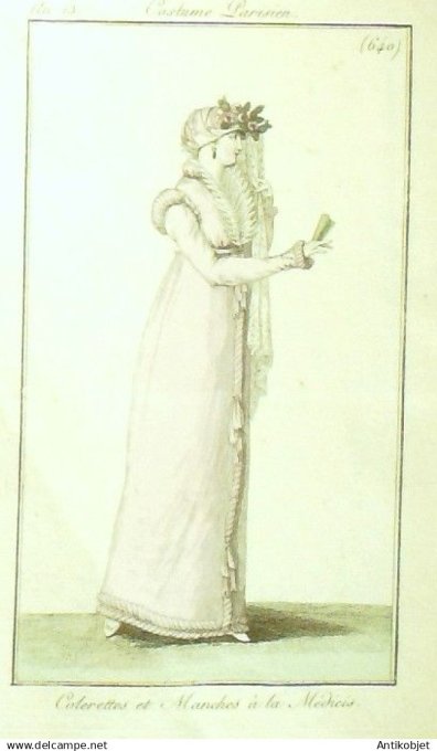 Costume Parisien 1805 an 13 # 640 (eau forte) Colerettes manches Médicis