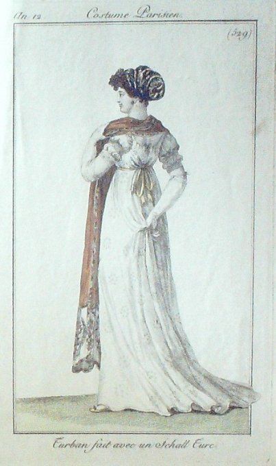 Gravure Mode Costume Parisien 1804 an 12 # 529 (eau forte old Fashion plate