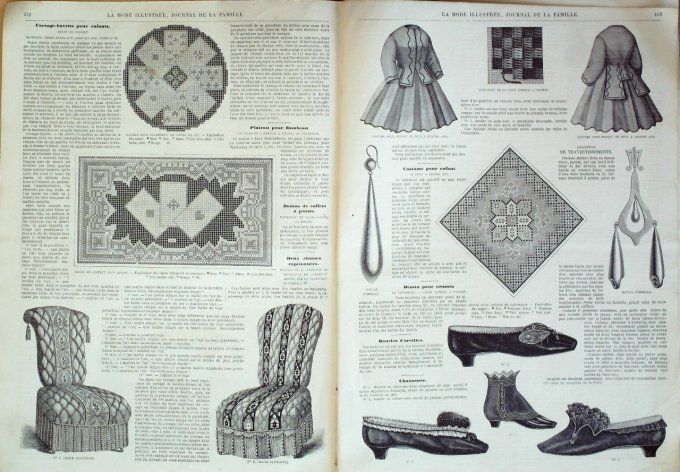 Journal Mode illustrée 1864 # 52 Chapeaux en satin 