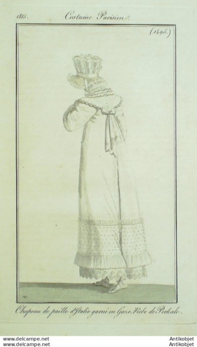 Gravure de mode Costume Parisien 1815 n°1495 Robe perkale