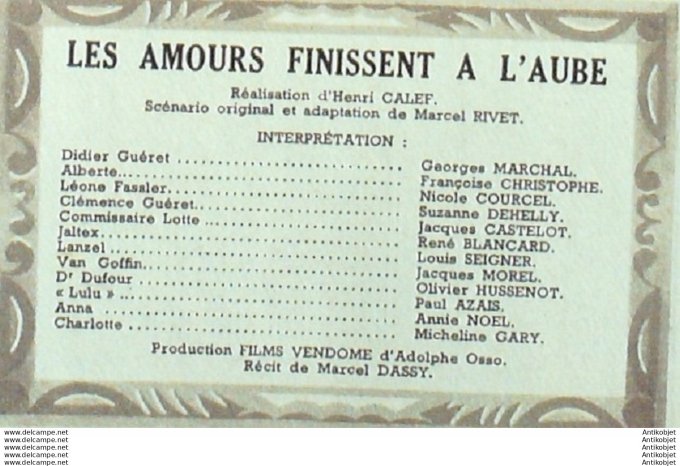 Mon Film 374 53-10-21 Les amours finissent a l'aube Georges Marchal