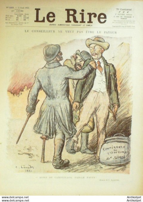 Le Rire 1921-04- 2 # 113 Journal humoristique Ed.Originale Pedicure