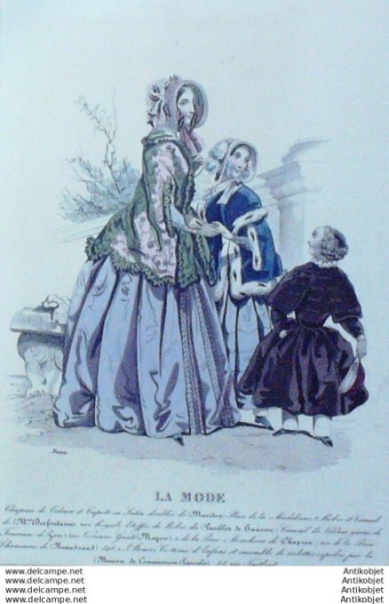 Gravure La mode 1842 # 34 (aquarelle old Fashion plate)