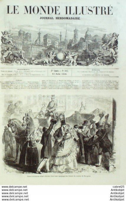 Le Monde illustré 1860 n°182 Ilatlie Mola du Gaête Bersaglieri Angleterre Tewkesbury