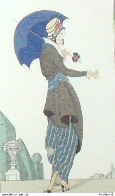 Gravure de mode Costume Parisien 1914 pl.158 WEGENER Gerda-Robe à retroussis
