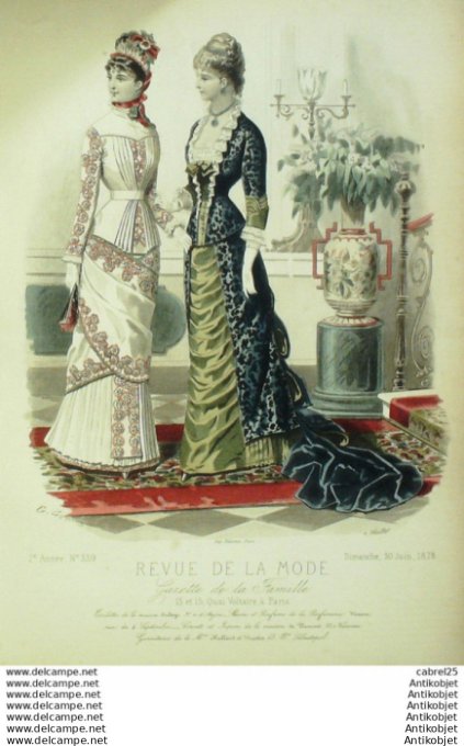 Gravure Mode La Gazette 1878 # 339 (Old Fashion plate)