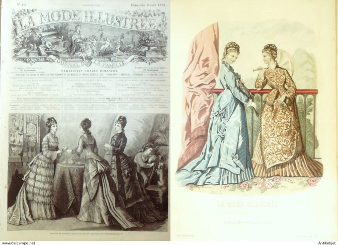 La Mode illustrée journal + gravure associée 1876 # 15