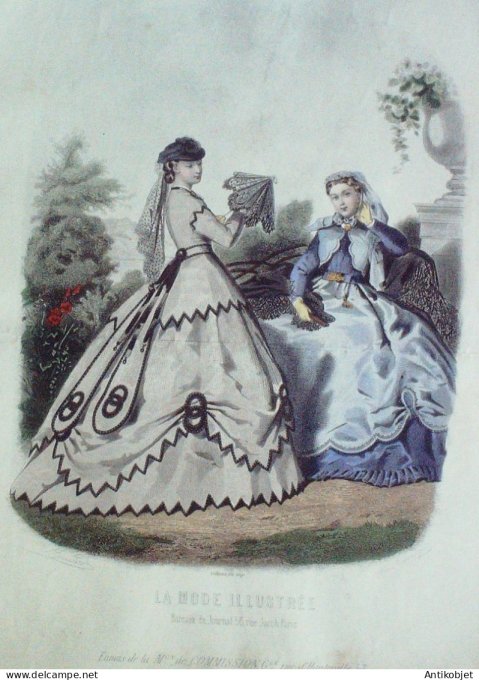 Gravure Mode illustree 1865 # 36 (Old Fashion plate)