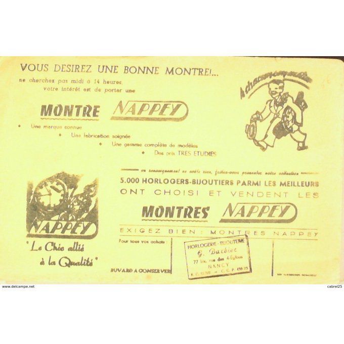 Buvard NAPPEY Horlogerie Nancy