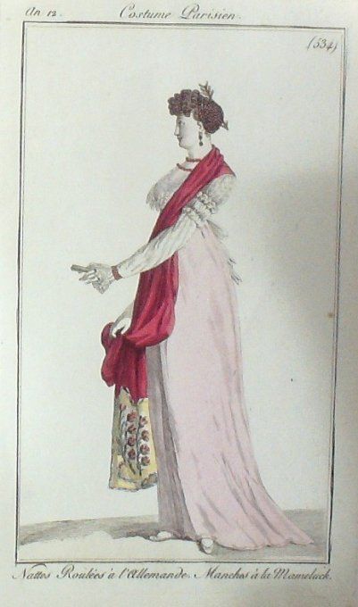 Gravure Mode Costume Parisien 1804 an 12 # 534 (eau forte old Fashion plate