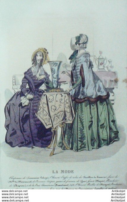 Gravure La mode 1842 # 38 (aquarelle old Fashion plate)