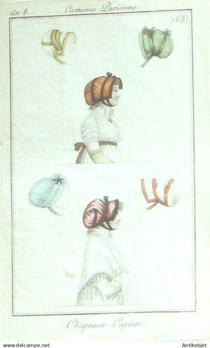 Costume Parisien 1799 an 8 #168b (eau forte) Chapeaux. Capotes