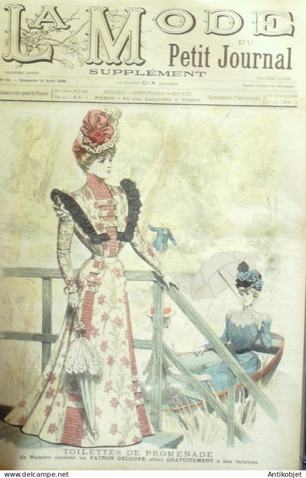 La Mode du Petit journal 1898 n° 34 Toilettes Costumes Passementerie