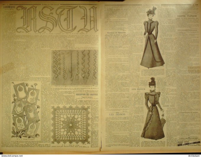 La Mode du Petit journal 1898 n° 34 Toilettes Costumes Passementerie