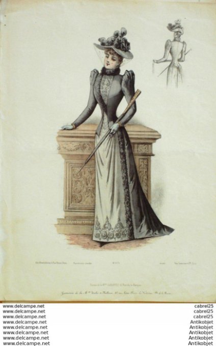 Gravure Mode Le Coquet 1890 # 38 (Old Fashion plate)
