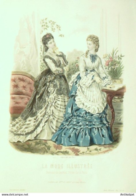 Gravure de mode La Mode illustrée 1872 n°23 (Maison Fladry)