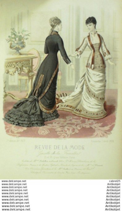 Gravure Mode La Gazette 1878 # 327 (Old Fashion plate)