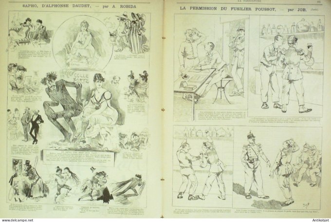 La Caricature 1884 #234 Permission du fusilier Poussot Draner Canne Sorel Job Trock