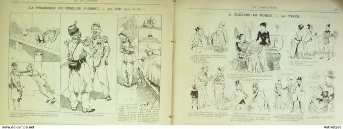 La Caricature 1884 #234 Permission du fusilier Poussot Draner Canne Sorel Job Trock