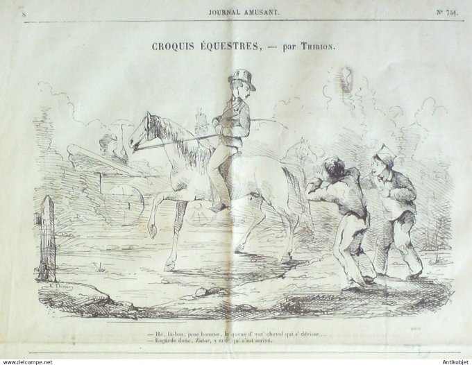 Le Journal Amusant 1870 #  751 Croquis equestres par Thirion