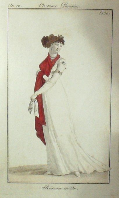 Gravure Mode Costume Parisien 1804 an 12 # 536 (eau forte old Fashion plate