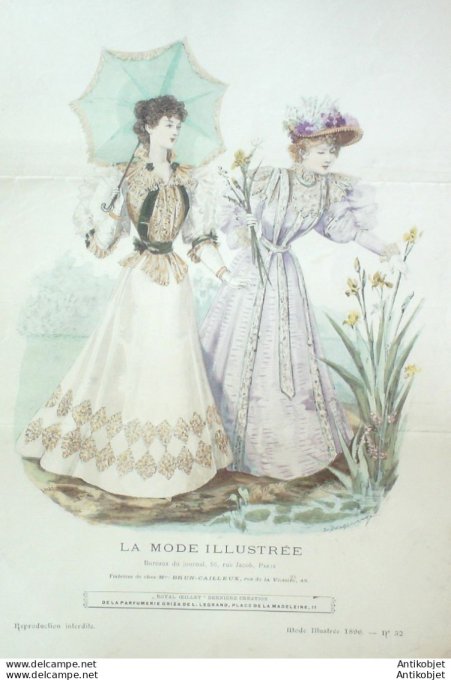 Gravure Mode illustree 1896 # 32 (Old Fashion plate) rare