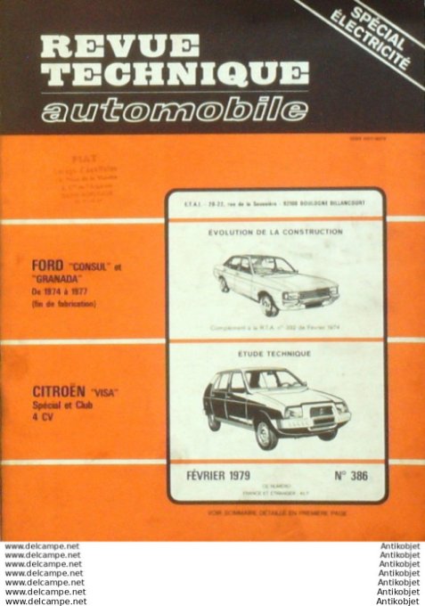 R.T Automobile Citroën Visa S 4cv Ford Consul Granada 1974/1977   # 386
