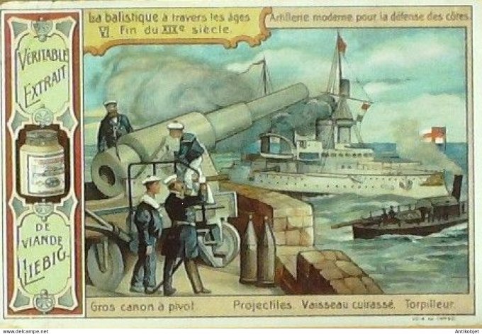Chromo Liebig Sang  657 La balistique a travers les ages (1901)