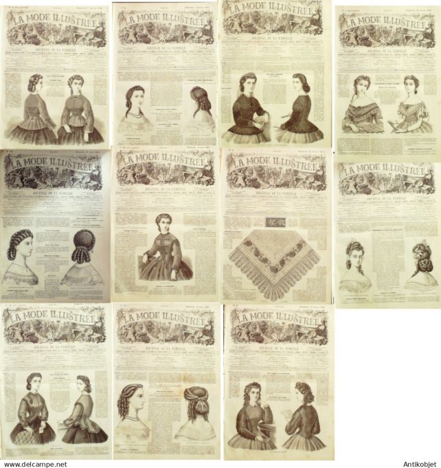 Mode illustree  1865 Lot de 11 journaux