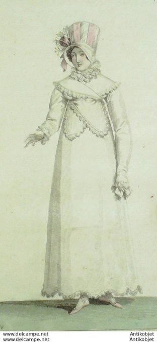 Gravure de mode Costume Parisien 1815 n°1497 Pélerine à pointes de fichu